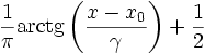 \frac{1}{\pi} \mathrm{arctg}\left(\frac{x-x_0}{\gamma}\right)+\frac{1}{2}