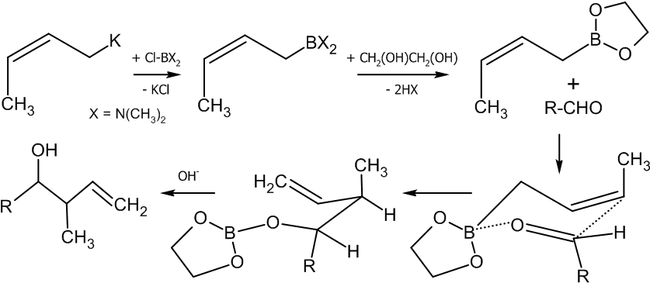 Присоединение кротилборана к альдегидам